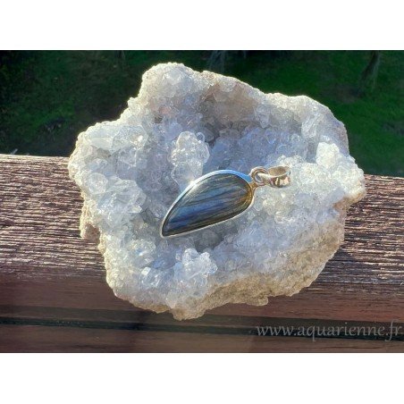Pendentif Argent 925 & Labradorite·Protection psychique≡ Aquarienne.fr