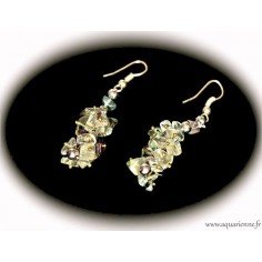 Boucles d'Oreilles Grappes Chips en Fluorite