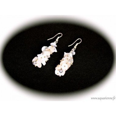 Boucles d'Oreilles en Chips de Pierre de Lune 