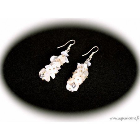 Boucles d'Oreilles en Chips de Pierre de Lune 