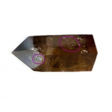 Pointe quartz fumé de Madagascar avec 1 face Isis. Prix réduit en raison de trace de choc.