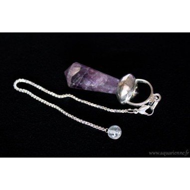 Pendule Pointe à Facettes et Cabochon en Améthyste