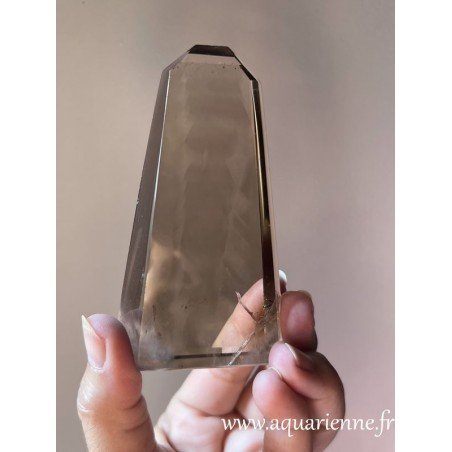 Pointe de quartz enfumé de Madagascar. Cristal idéal pour renforcer votre ancrage et votre protection. Pièce unique.