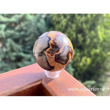 Cette boule de Septaria, polie à la main, offre une énergie enveloppante et sécurisante adaptée aux hypersensibles.