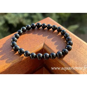 Bracelet Tourmaline noire, boule 8mm, taille 2 pour un tour de poignet de 18 à 20 cm. Ancrage, protection, purification.