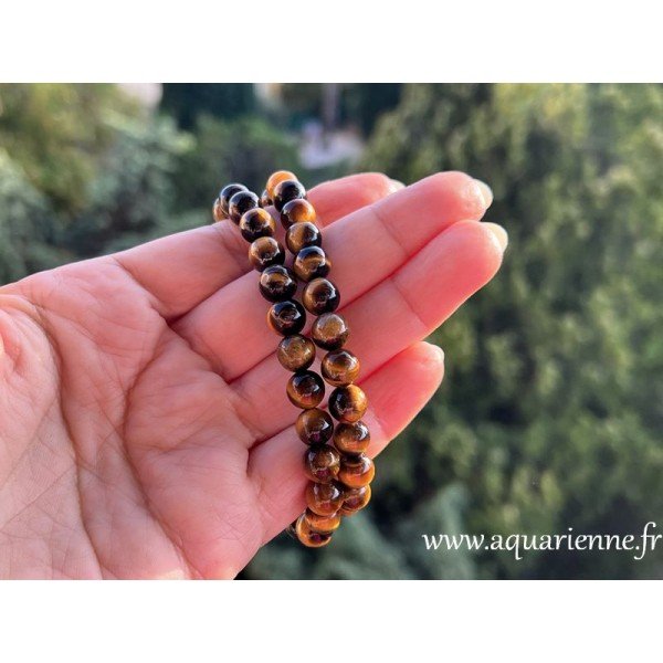 Bracelet Œil de Tigre, élastiqué pour poignets homme ou femme de 18 à 20 cm. Protection, confiance et affirmation de soi.
