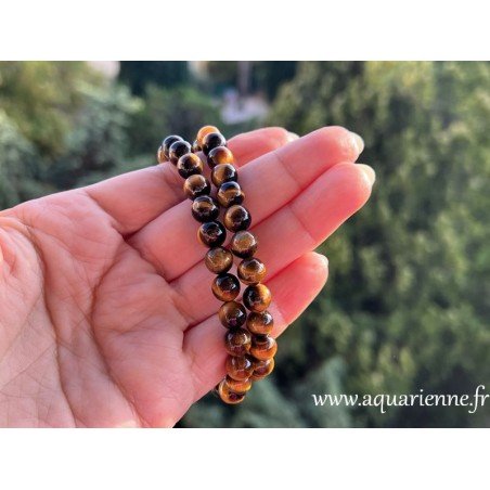 Bracelet Œil de Tigre, élastiqué pour poignets homme ou femme de 18 à 20 cm. Protection, confiance et affirmation de soi.