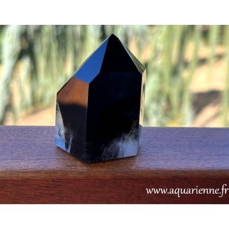 Une vue rapprochée de cette pièce unique : Quartz Morion, pointe Isis juste repolie à la main avec amour.