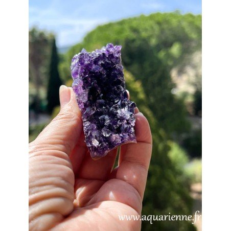 Une symphonie violette envoûtante : cette druse d'Améthyste d'Uruguay, 110g de pure magie cristalline.