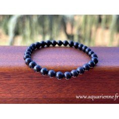 Bracelet en Shungite de Qualité A, pierres boules de 6 mm. Bijou élégant et énergisant, avec la Shungite qui protège et ancre.