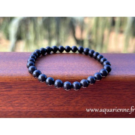 Bracelet en Shungite de Qualité A, pierres boules de 6 mm. Bijou élégant et énergisant, avec la Shungite qui protège et ancre.