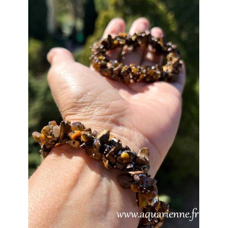 Éveillez le Tigre qui dort en vous avec ce bracelet ethnique en chips d'Oeil de Tigre, pierre de protection.