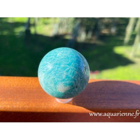 Amazonite, sphère polie à la main, 171 g, ø50 mm. Harmonise, inspire positivité, atténue la douleur émotionnelle.