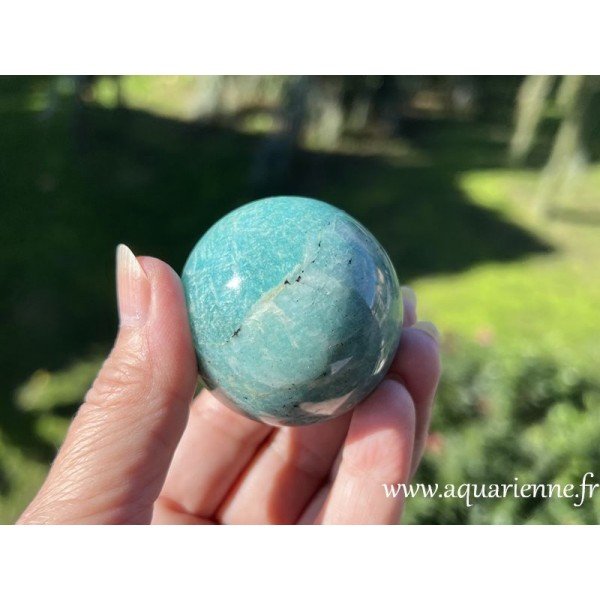 Sphère amazonite de 171 g, ø 5 cm. Capturez la sérénité, soulagez les peurs émotionnelles.