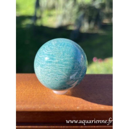 Sphère Amazonite de Madagascar, polie main, ø 50 mm. Pierre d'Harmonie et d'Espoir. Lithothérapie, massage, déco
