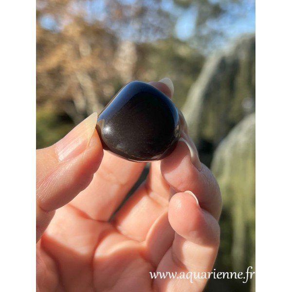 Onyx noir du Brésil, pierre roulée de 20 à 30 mm. Pierre d'ancrage, de protection et de pouvoir personnel.