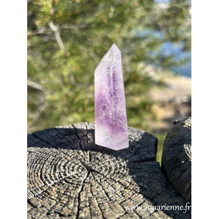 Améthyste fantôme, pointe quartz naturelle de 6,2 cm de haut, repolie main. Méditation, lithothérapie, collection...