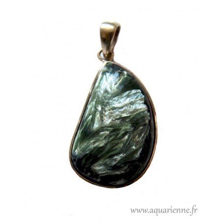 Pendentif argent 925 & séraphinite, pierre pour favoriser la guérison et la connexion avec les plans spirituels supérieurs.