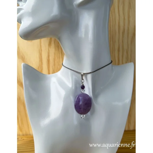 Pendentif Améthyste "Sérénité" avec Cristal de Roche