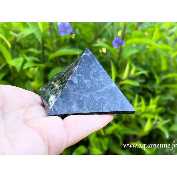 Connectez-vous à votre intuition profonde avec cette magnifique pyramide en Gabbro Indigo de Madagascar.