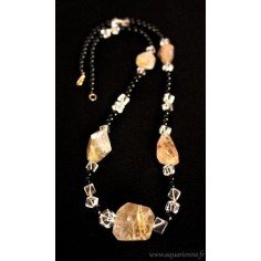 Collier en Onyx et Quartz Rutile "Etincelant"