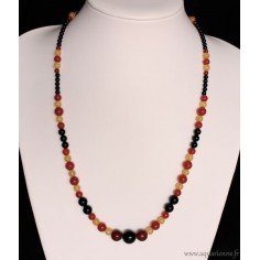 Collier en Onyx Noir, Cornaline et Calcite Jaune "Energetika"