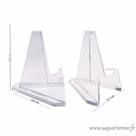 Dimensions de ce présentoir de type chevalet en plastique transparent pour minéraux : tranches et plaques.