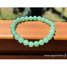 Bracelet mixte aventurine verte, perles boules de 8mm. S'adapte aux poignets hommes et aux poignets femmes forts.