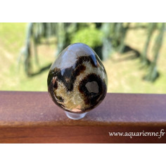 Inclusions naturelles de Calcite jaune, offrant des motifs naturels décoratifs pour cet oeuf en Septaria de 62mm de hauteur.