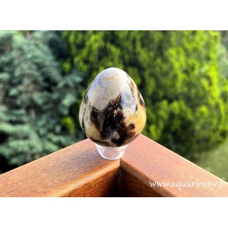 Oeuf de Septaria, pierre naturelle polie à la main. Pour massage, méditation, lithothérapie, déco intérieure.