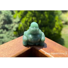 Bouddha rieur assis en pierre Aventurine verte de qualité A, pour attirer plus de chance et de joie dans votre vie.