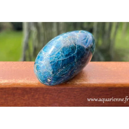 Apatite bleue de Madagascar, galet 268 g - Motivation · Détermination