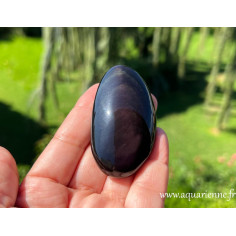 Galet obsidienne oeil céleste du Mexique de 6,6 cm de long, pesant 57g. Pierre d'alignement énergétique. Pièce unique.