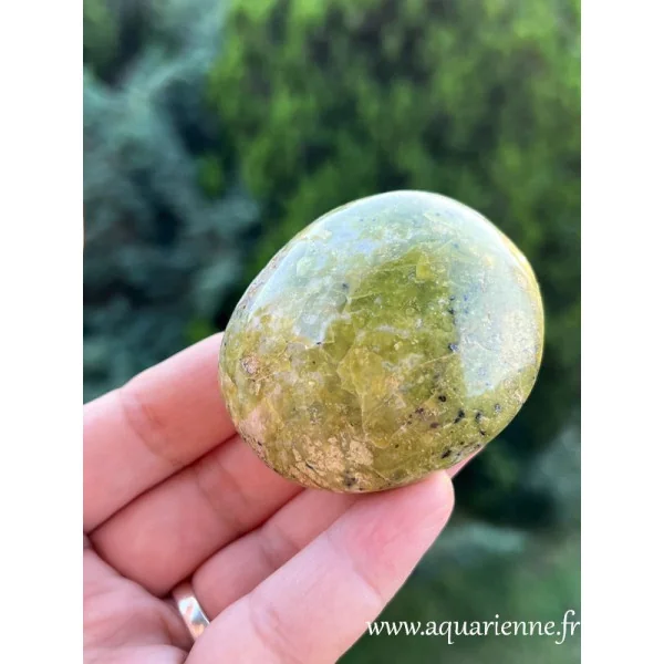 Galet opale verte de Madagascar. Apaisante, équilibre émotionnel, abondance. Pièce unique, commandez dès maintenant.