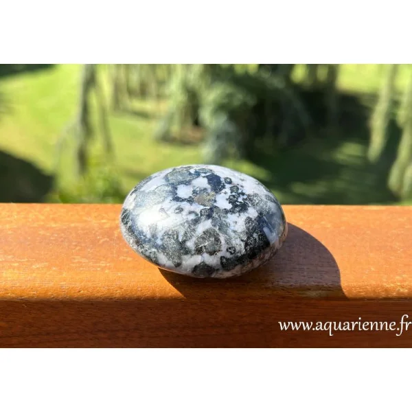 Galet poli de Gabbro Indigo ou Merlinite Mystique de Madagascar, pièce unique de qualité élevée (A+). Pièce unique.