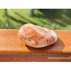 Ce galet d'Agate fleur de Madagascar, pièce unique de 70g et 6 cm, incarne la magie de la terre façonnée au fil du temps.