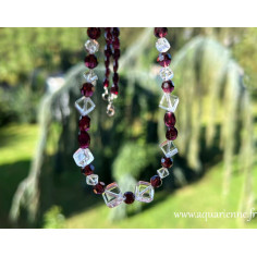Collier "Vitalité" de 54 cm en Grenat et Cristal de roche pour ceux qui ont besoin de plus d'énergie. Pièce unique.