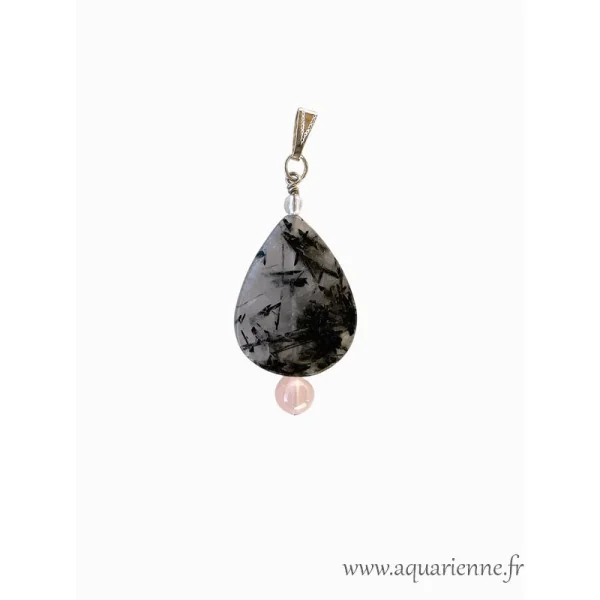 Ancrage, protection, purification avec "Éclat Gardien", pendentif en Quartz Tourmaline. Bijou création, pièce unique.