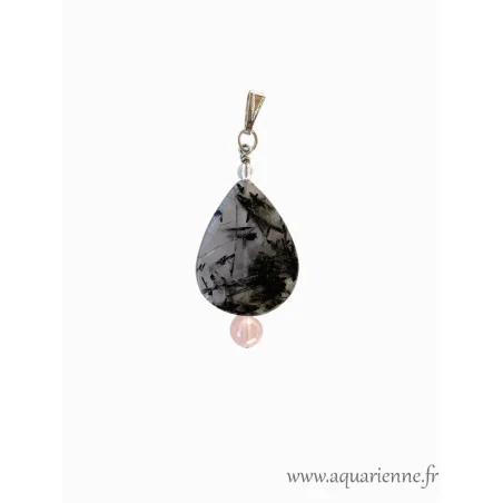 Ancrage, protection, purification avec "Éclat Gardien", pendentif en Quartz Tourmaline. Bijou création, pièce unique.