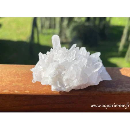 Admirez la pureté cristalline du Quartz Clair ou Cristal de roche avec cette lumineuse gerbe de cristaux. Spécimen unique.