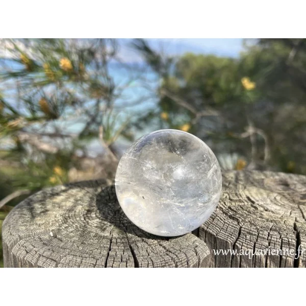 Boule de Cristal de roche de Madagascar, pierre de clarté, amplification, manifestation. Collection, lithothérapie, Feng-Shui…
