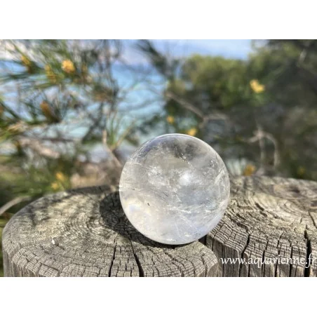 Boule de Cristal de roche de Madagascar, pierre de clarté, amplification, manifestation. Collection, lithothérapie, Feng-Shui…