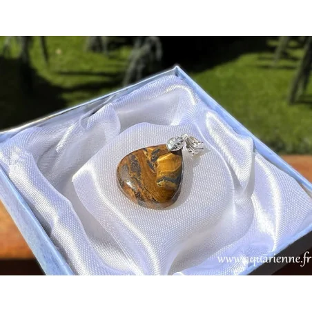 Une pièce unique, capturée sous la lumière du jour. Pendentif Oeil de Fer et Argent 925. Disponible dès maintenant !