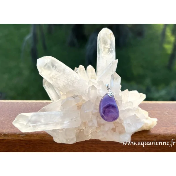 Pendentif en Améthyste et Argent 925 – Apaisement, élévation spirituelle, intuition, sommeil réparateur.