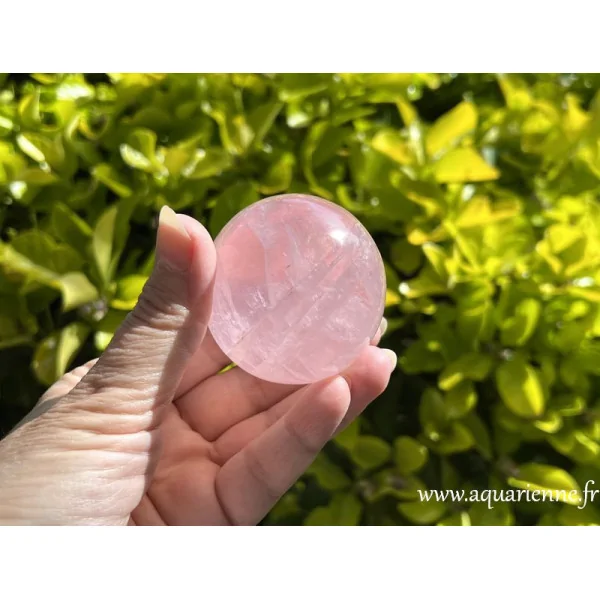 Sphère de Quartz rose étoilé de 57 mm. Pierre du chakra du coeur, le quartz rose est le cristal de l'Amour inconditionnel